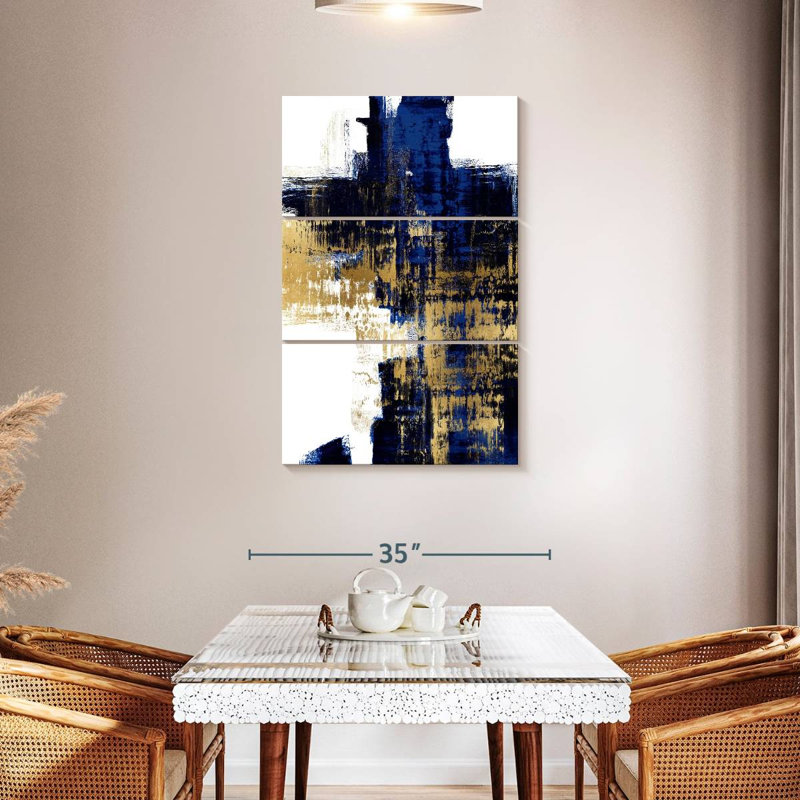 Avery Dynamic Gold On Blue II, 45" H x 28" W