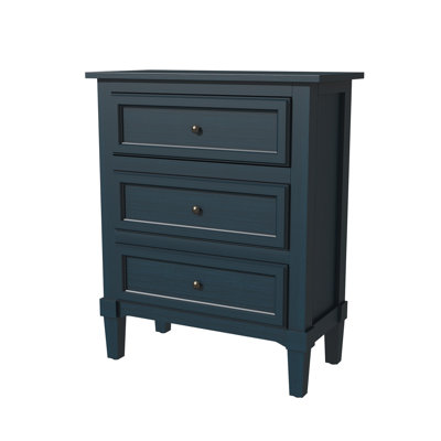Blue Nightstand with Three Drawers, Fully Assembled