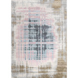 Hand Knotted Abstract Area Rug in Brown/Gray/Pink/White