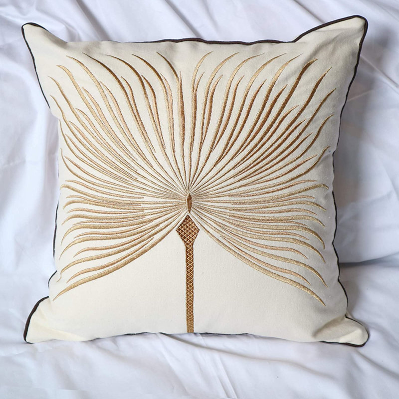 Embroidered Cotton Outdoor Pillow Cover