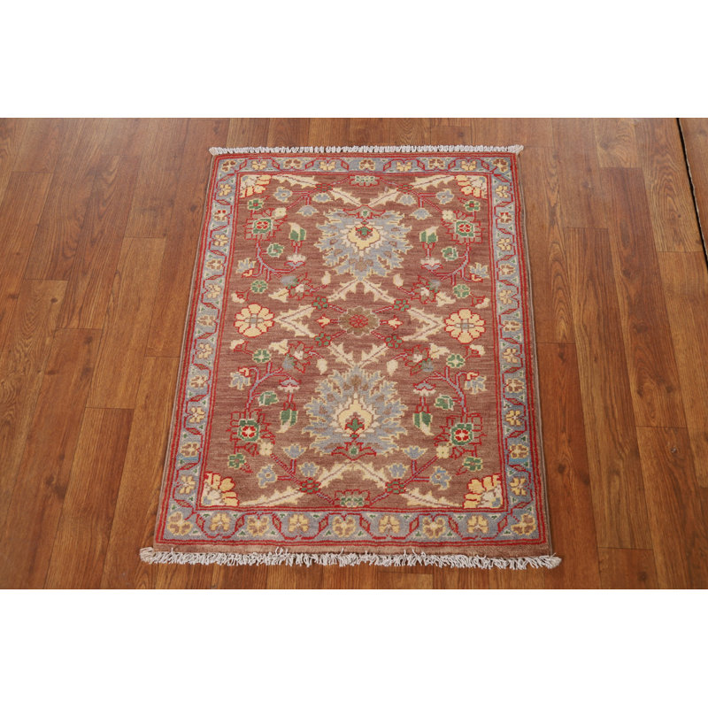 Tapis brun brun à motif floral Kazak