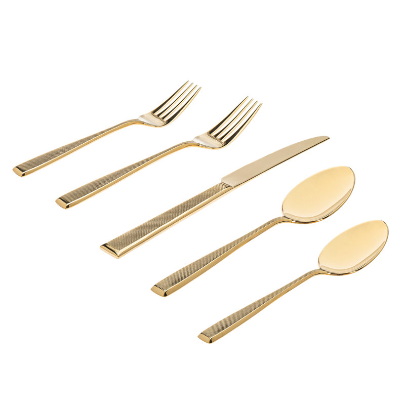 Ensemble de couverts 20 pièces en acier inoxydable Hudson 18/10, service pour 4, Or