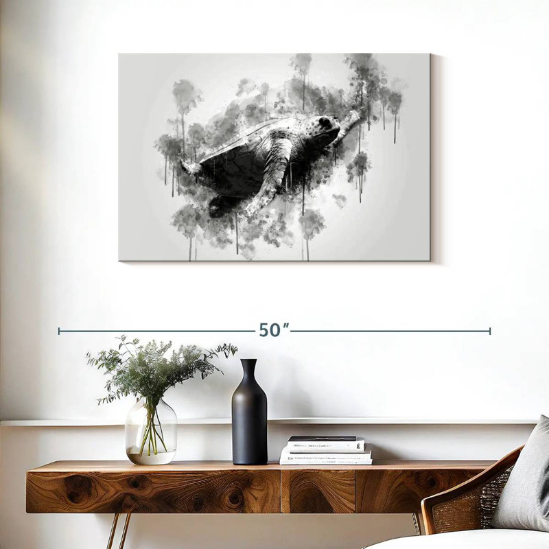 Brampt Sea Turtle Black And White, 24" H x 36" W