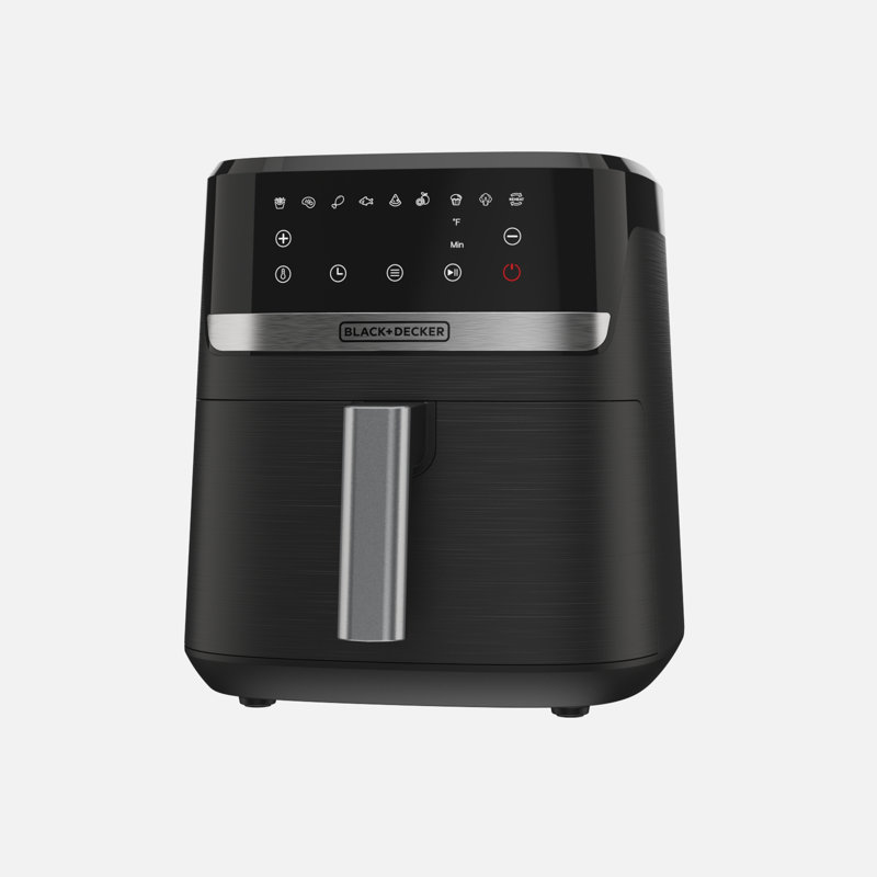 Black 6-Quart Electric Air Fryer with Stainless Steel Touch Control