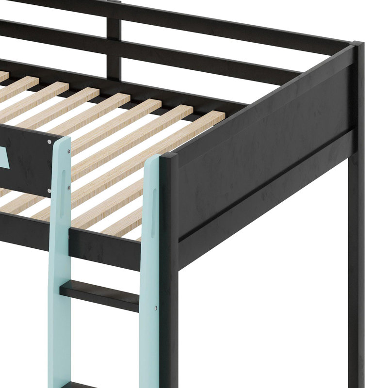 Gaming Bunk Bed With Side-Mounted Oversized RGB Desk, Blue