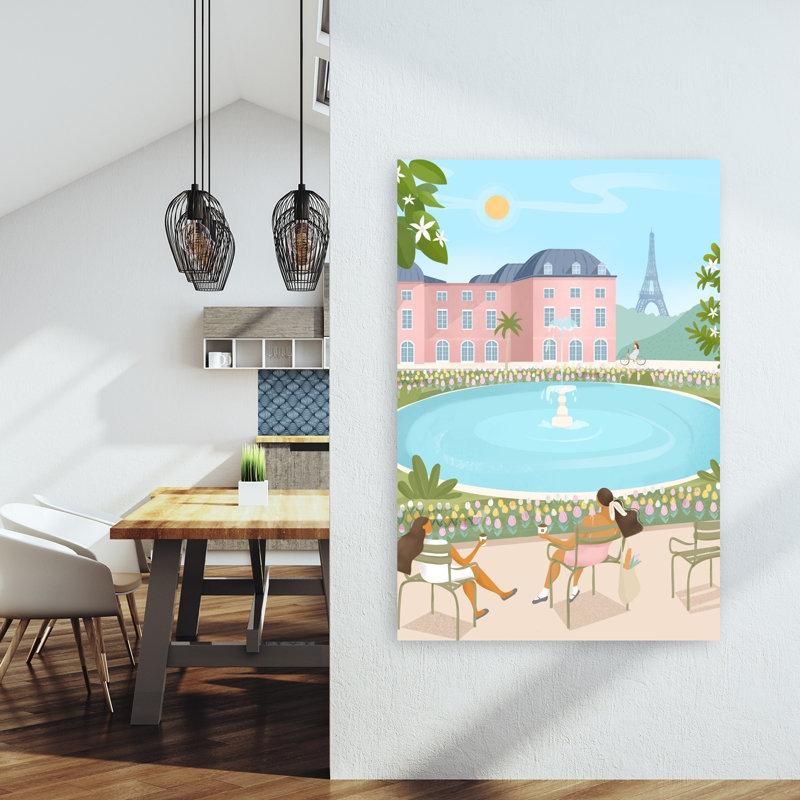 Parisian Serenity Elegant Romantic Serene Tulip Architecture City Wall Art Print 1 Piece Wrapped Canvas Wall Art