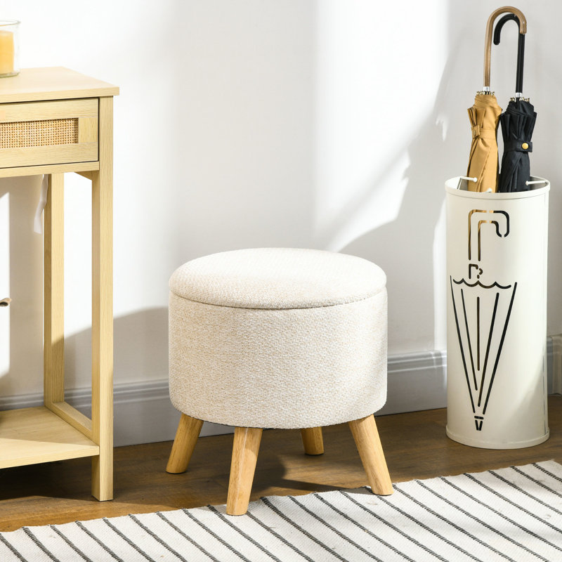 Rangement en blanc crémeux - Dessus rembourré pour la détente Espace caché Polyvalent pour la vie, la chambre à coucher, l'écurie d'entrée avec patins anti-rayures Tabouret et espace caché Organisez vos objets multiples