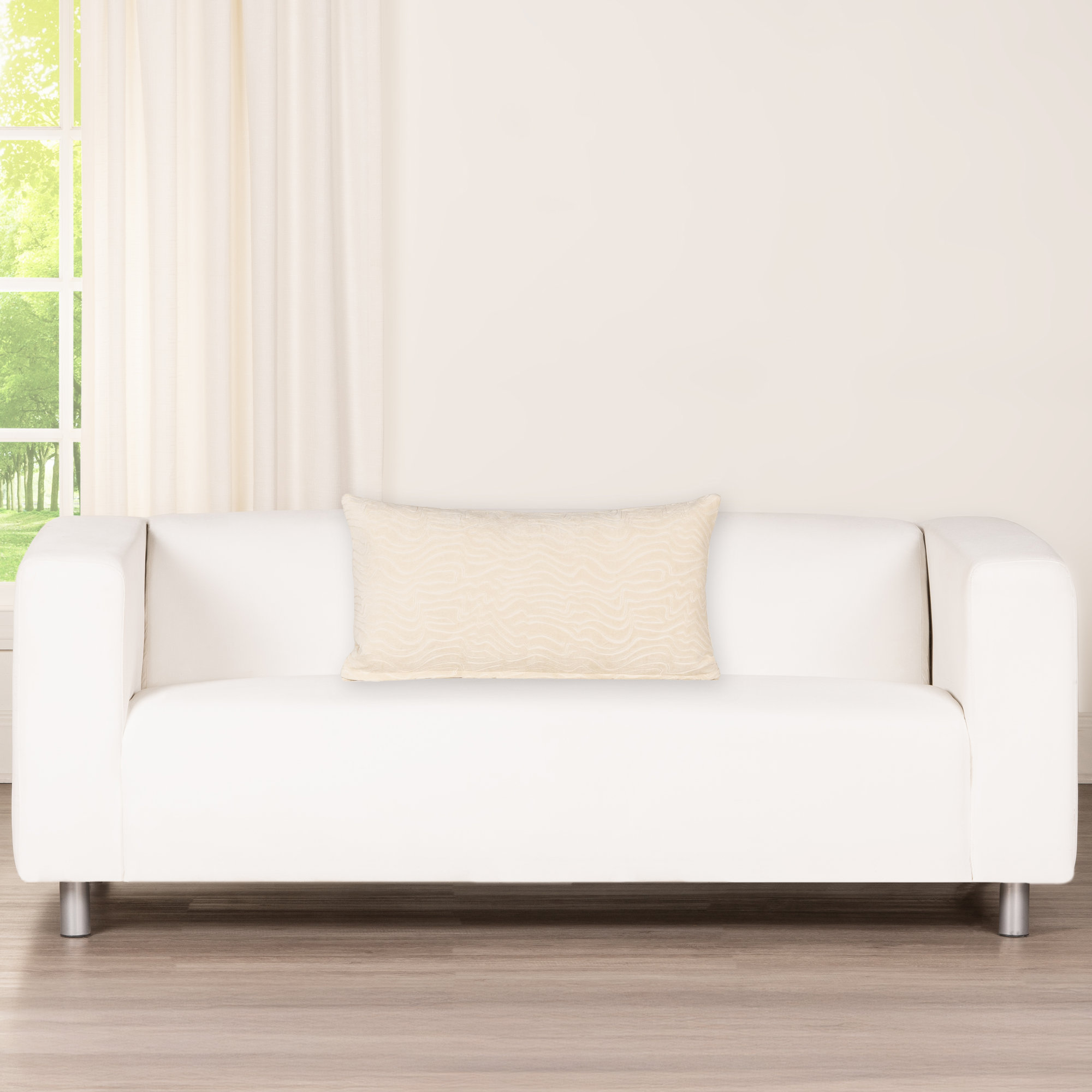 Prudence Cream 20" x 20" Throw Pillow, Khaki Abstract, Rectangle 12"H x 21"W, Polyester