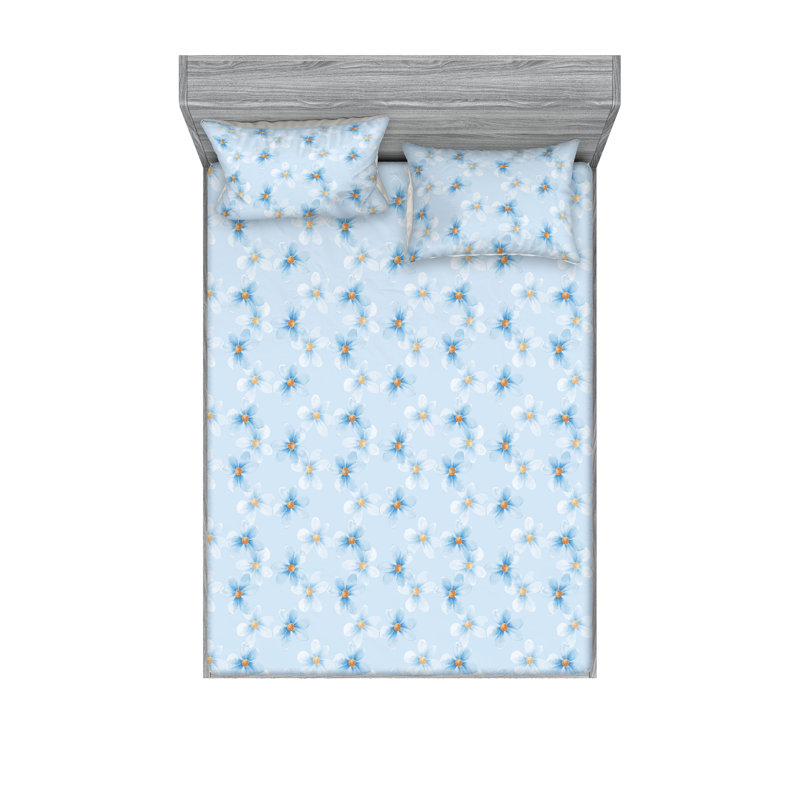 Ensemble de taie décorative à motif de marguerites Ambesonne, Ensemble de draps pour lit double avec 2 taies d'o