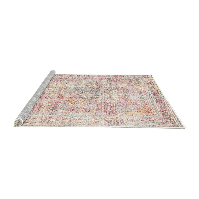 Tapis oriental multicolore tissé à la machine Oriental, Rond 6 pi