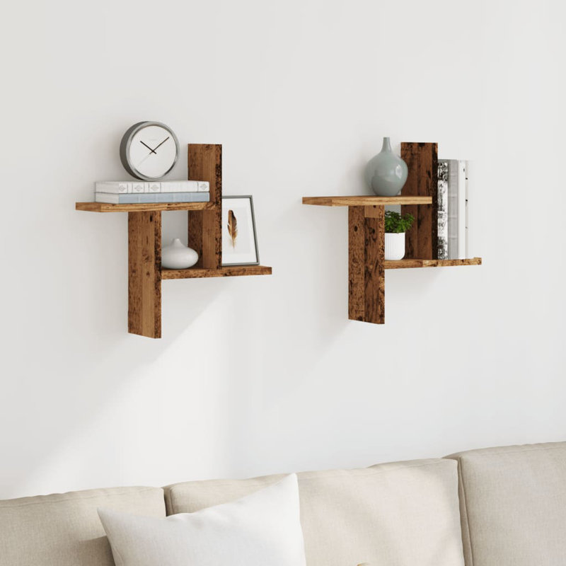 Rocchi Floating Shelf, 38cm H x 38cm W x 12cm, Old Wood
