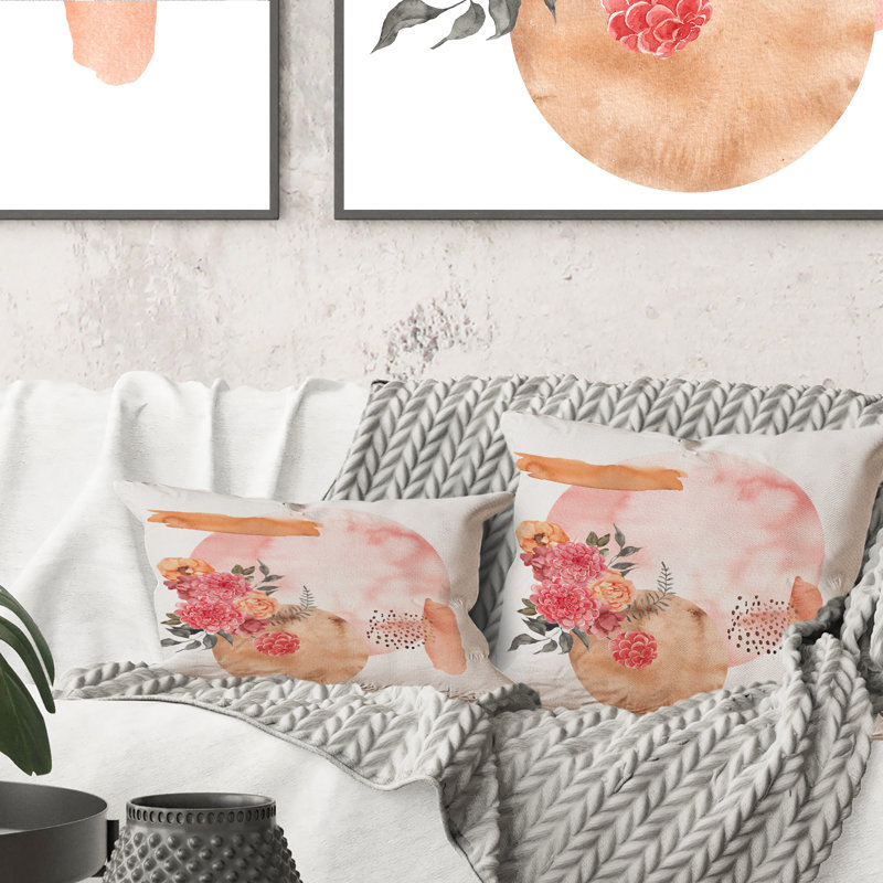 Formes géométriques abstraites dans des tons de terre IV - Coussin décoratif traditionnel imprimé 1