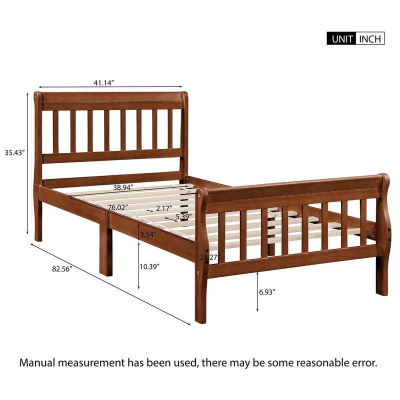 Wadsworth Twin Solid Wood Standard Bed, Oak