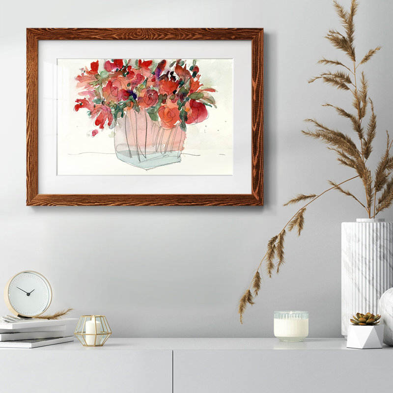 The Small Bunch II - Matted and Framed Under Acrylic Glass, Large Living Room Wall Art, Maple, 28" H x 42" W