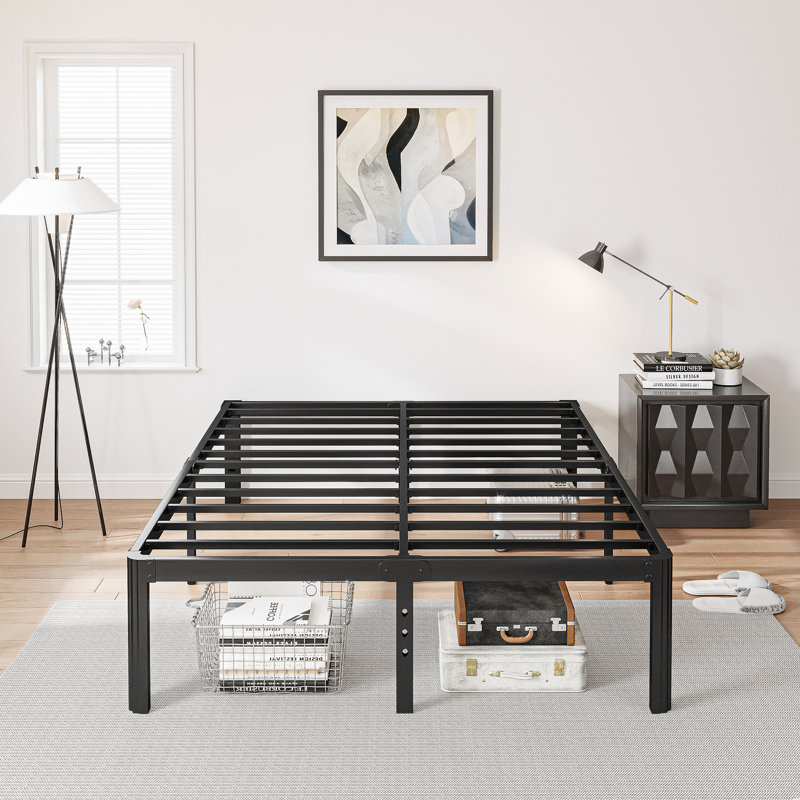 Millwood Pines Roseann 18'' Heavy Duty Steel Platform Bed Frame with Round Corners, No Box Spring Needed, Noise Free