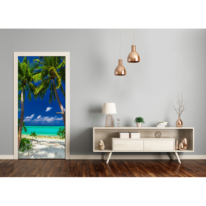 Tropical Beach Door Decal