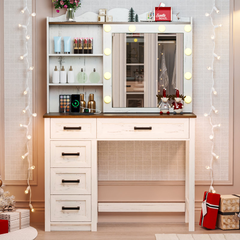 Meuble-lavabo de ferme avec miroir pour petit espace, salon et chambre à coucher