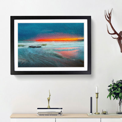 Orange Sunset in Malaga Spain in Abstract - Picture Frame Painting Print on MDF