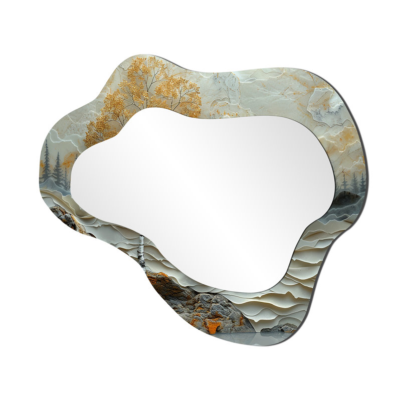 Miroir mural traditionnel doré Golden Sunset, 25 po x 28 po