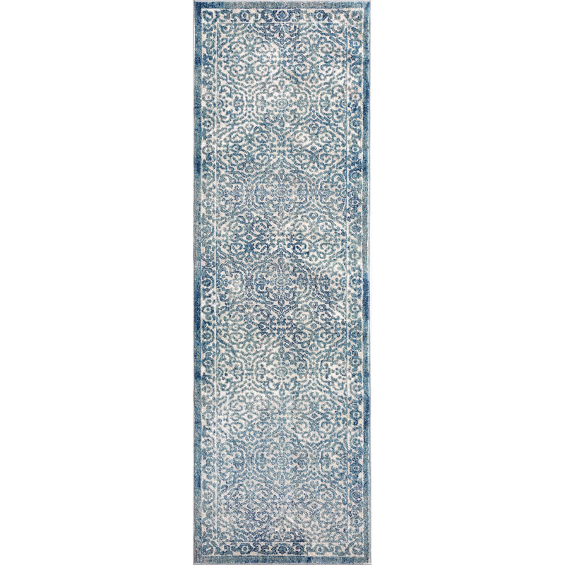 Tapis bleu Deundre, Tapis de couloir 2 pi 3 po x 7 pi 7 po