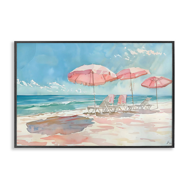 Giclée encadrée aquarelle rose pastel, design par LSR Design Studio, H 16 po x l 24 po, Giclée encadrée noir minuit