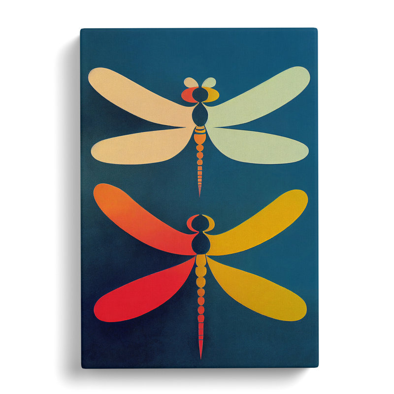 XC1022-3792X Retro Dragonflies - Wrapped Canvas Print, 50cm H x 35cm W x 3cm D