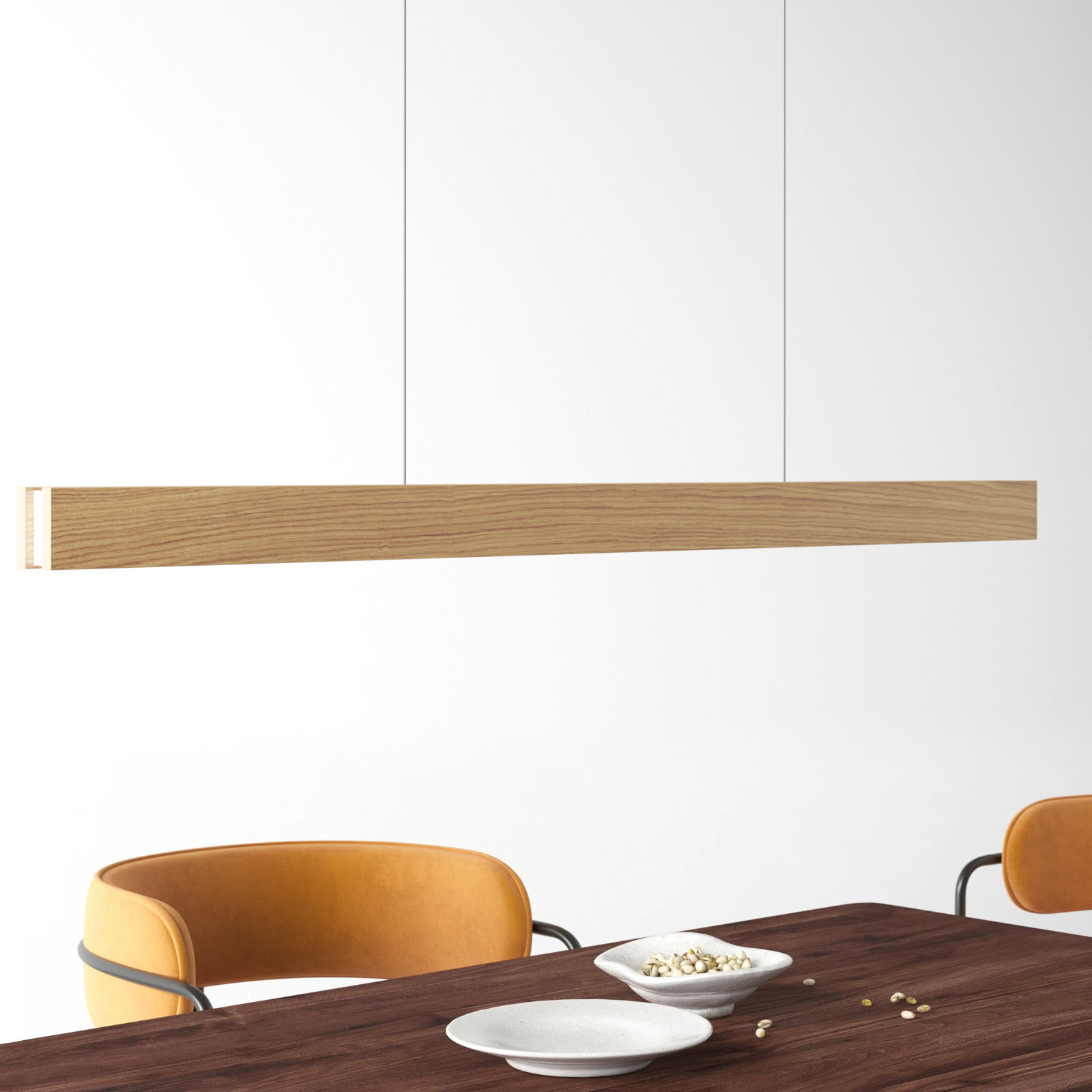 Drift Single Light Glass Dimmable LED Pendant, 3" H x 56" W x 2" D, Walnut