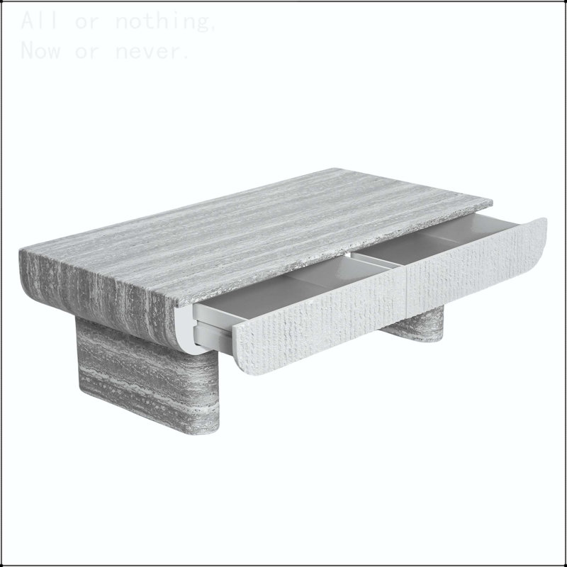 Table basse Mid-Century moderne avec tiroir cannelé, Gris