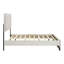Grand lit plateforme contemporain avec finition en chêne blanc et gris à deux tons, tête de lit tapissier pour la chambre à coucher, tissu beige, assemblage simple, pas de sommier tapissier requis