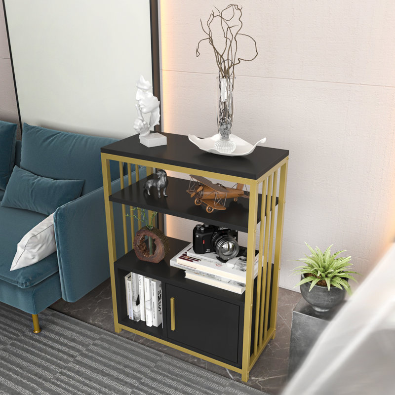 Letos 80cm H x 60cm W Standard Bookcase, Anthracite/Gold