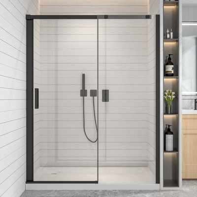 Porte de douche coulissante simple encadrée de 56 à 60 po x H 74 po avec verre trempé de 5/16 po