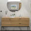 Lavabo de salle de bain rectangulaire en céramique encastré avec lavabo sur piédestal
