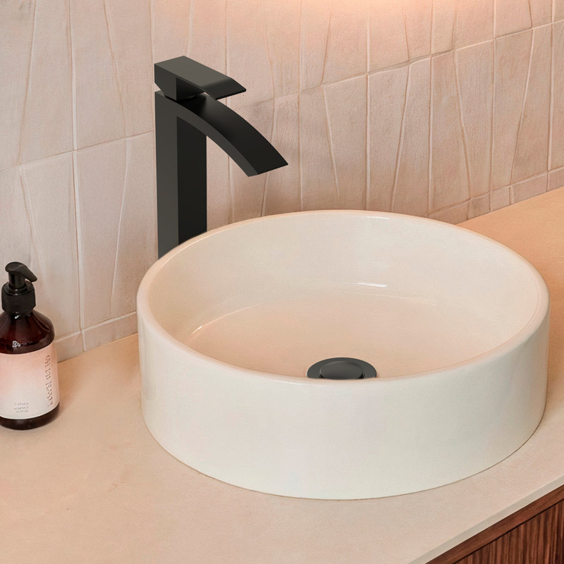 Robinet de salle de bain monotrou EVERSTEIN Vessel Cascade, haut, à poignée unique, avec bonde rétractable inclus, Noir mat
