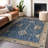 Machine Washable Indoor/Outdoor Xhevrie Navy Rug-996818974