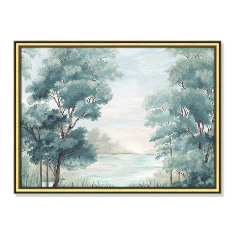 LeeRoy - Peinture encadrée, H 18,25 po x l 24,25 po x P 0,87 po, Encadrement doré