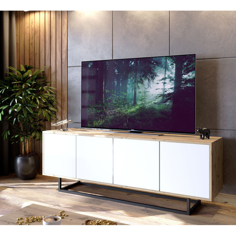 Heimir Unfinished TV Stand for TVs up to 65", Artisan Oak/White/Black