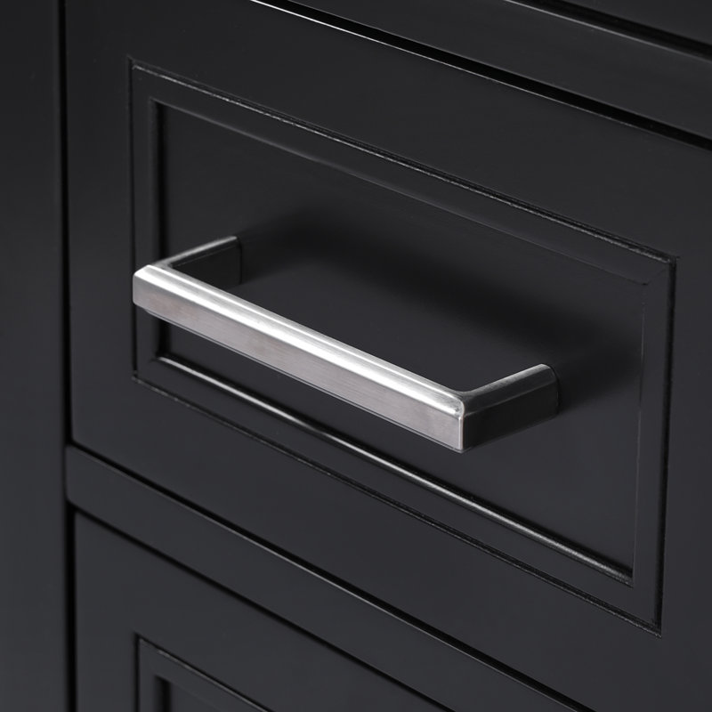 Meuble-lavabo 36 po avec plateau en céramique et 3 tiroirs, Noir