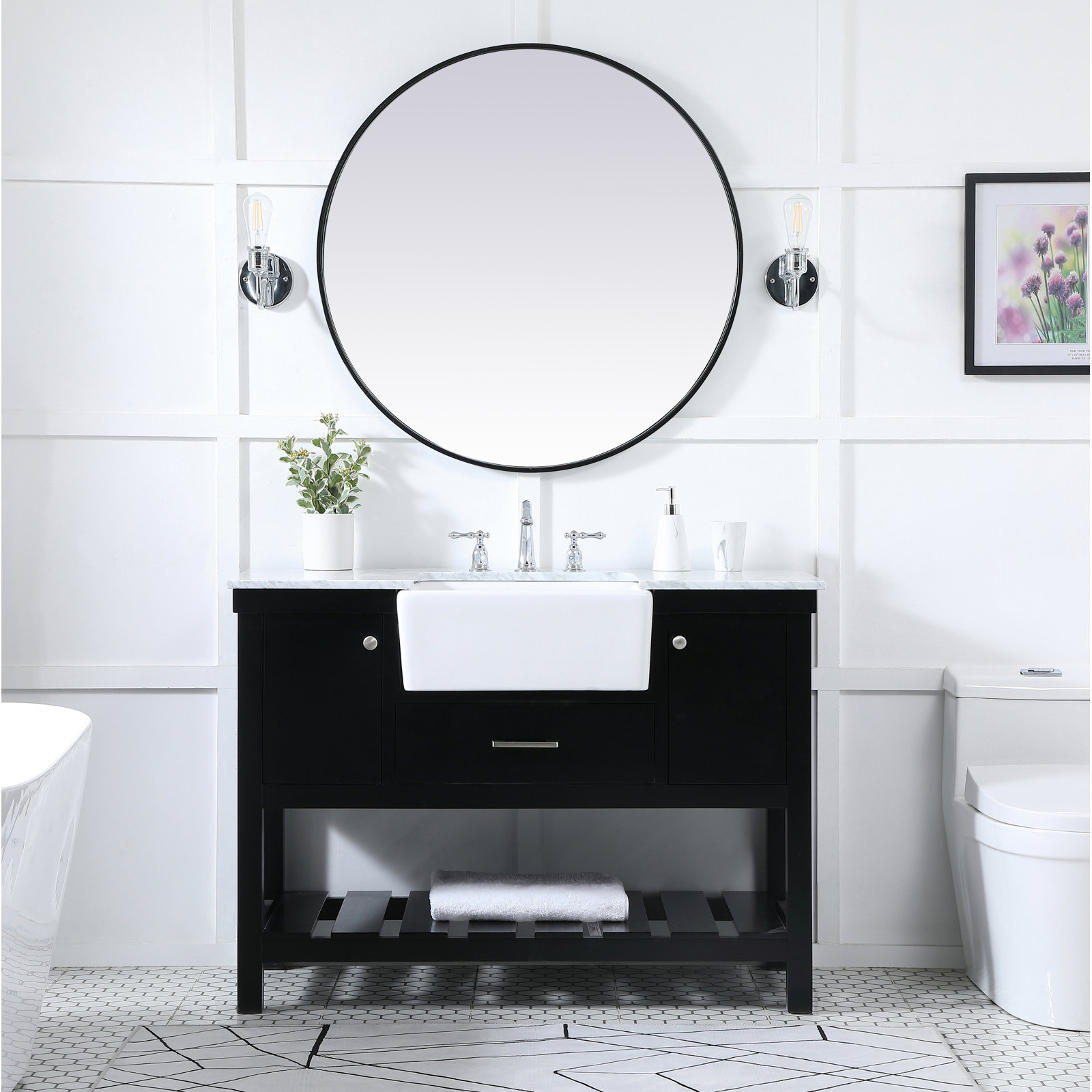 Pelaghia 48'' Single Bathroom Vanity, Black