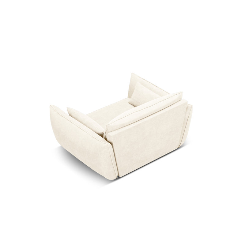 Lindasy Velvet Armchair, Ivory 100% Polyester