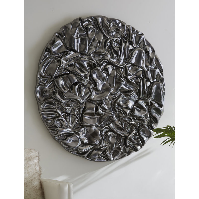 Drape Wall Art, Round, Liquid Silver