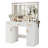 Horicon Vanity Desk with LED Lighted Mirror & Power Outlet, Makeup Table with Drawers & Cabinet