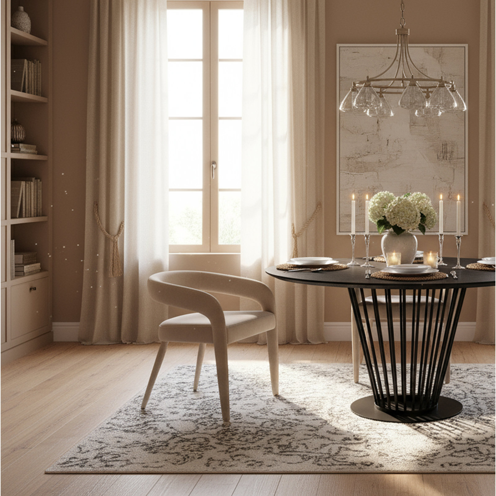 Freddi Velvet Dining Chair, Beige 