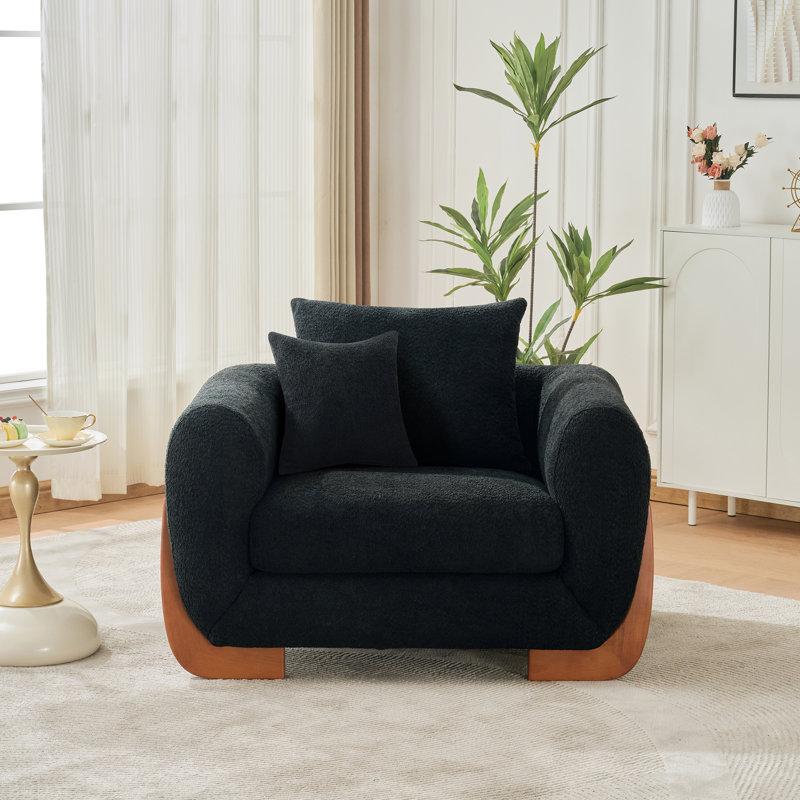 Venissa 42.9" W Bouclé Accent Chair | Upholstered Sofa, 1, Black