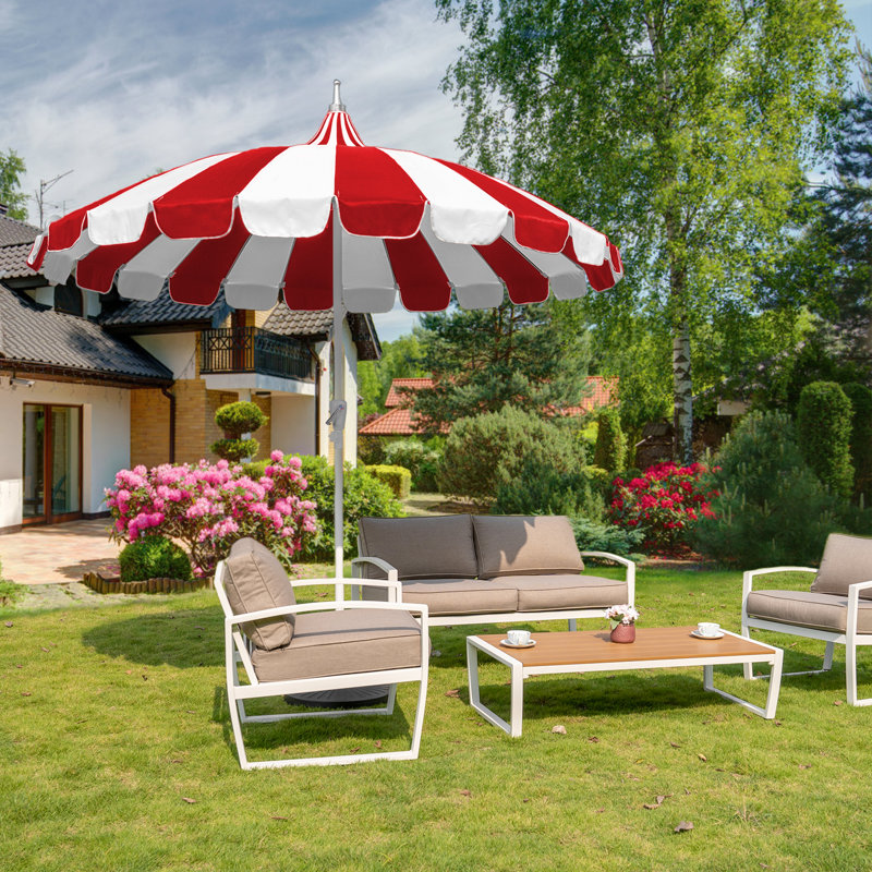 Parasol d'extérieur 8 pi, Rouge / Blanc