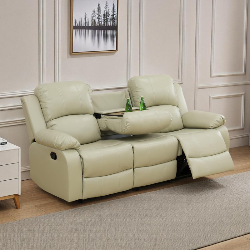 Canapé 3 places en cuir recyclé beige