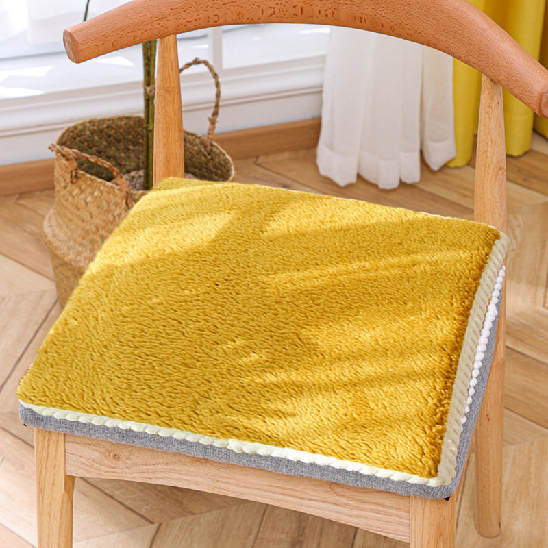 Seat Cushion Chair Cushions Thicken Soft Student Seat Pad Winter Warm Office Chair Sit Mat Non-Slip Stool Cushions, Yellow