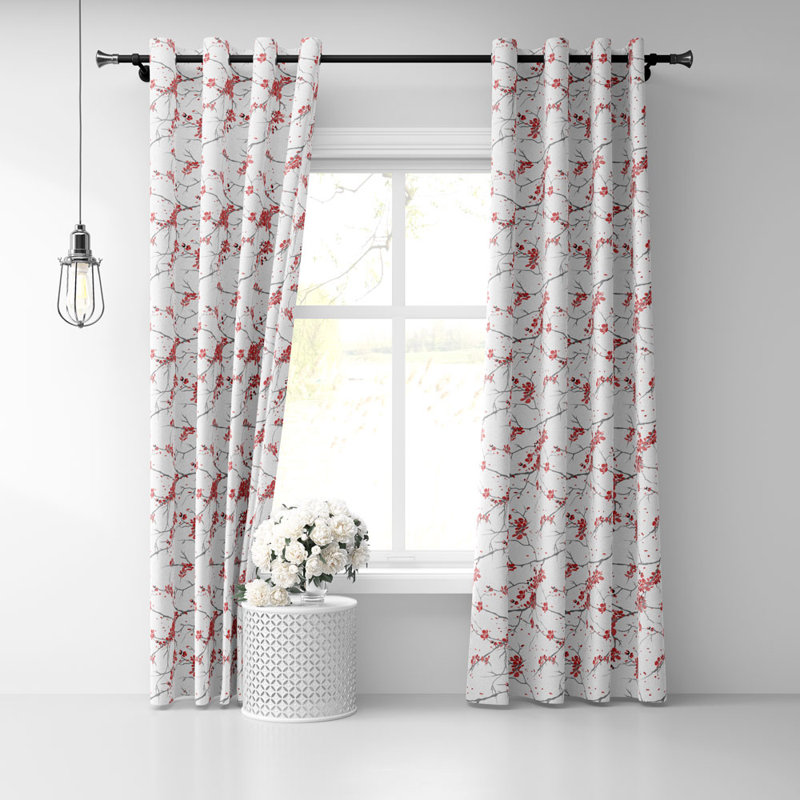 Ensemble à œillets Maiko, l 50 po x L 72 po, Blanc / rouge