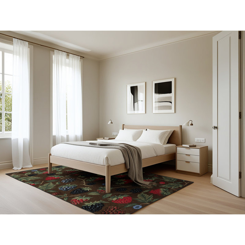 Tapis brun lavable à la machine, Rectangle 5 pi x 7 pi
