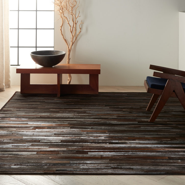 Prairie Geometric Handmade Cowhide Suffolk Sable Area Rug