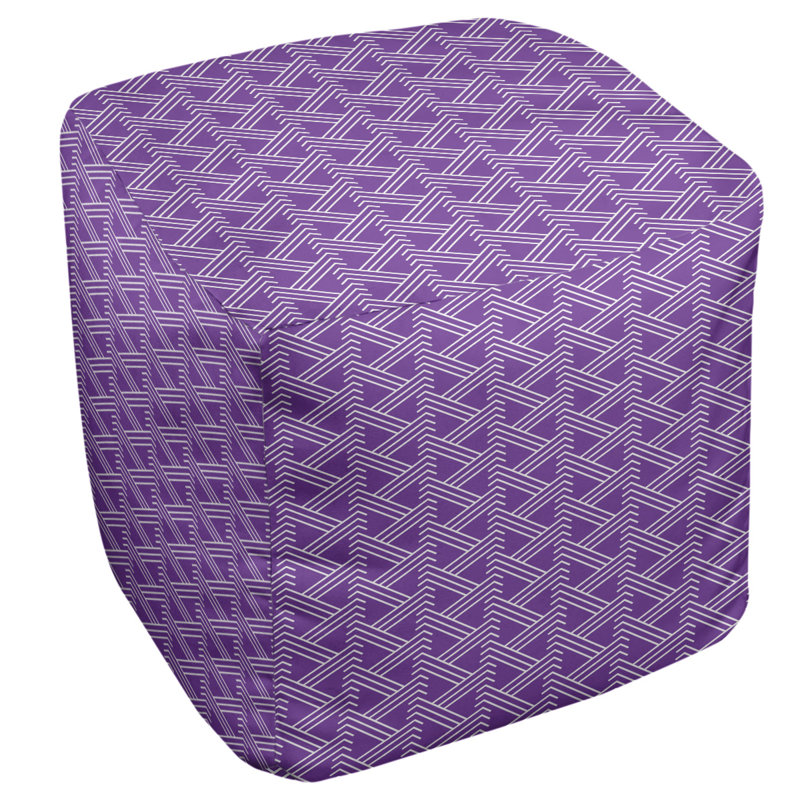 Repose-pieds cube à motif zag full color zig, Mauve / blanc